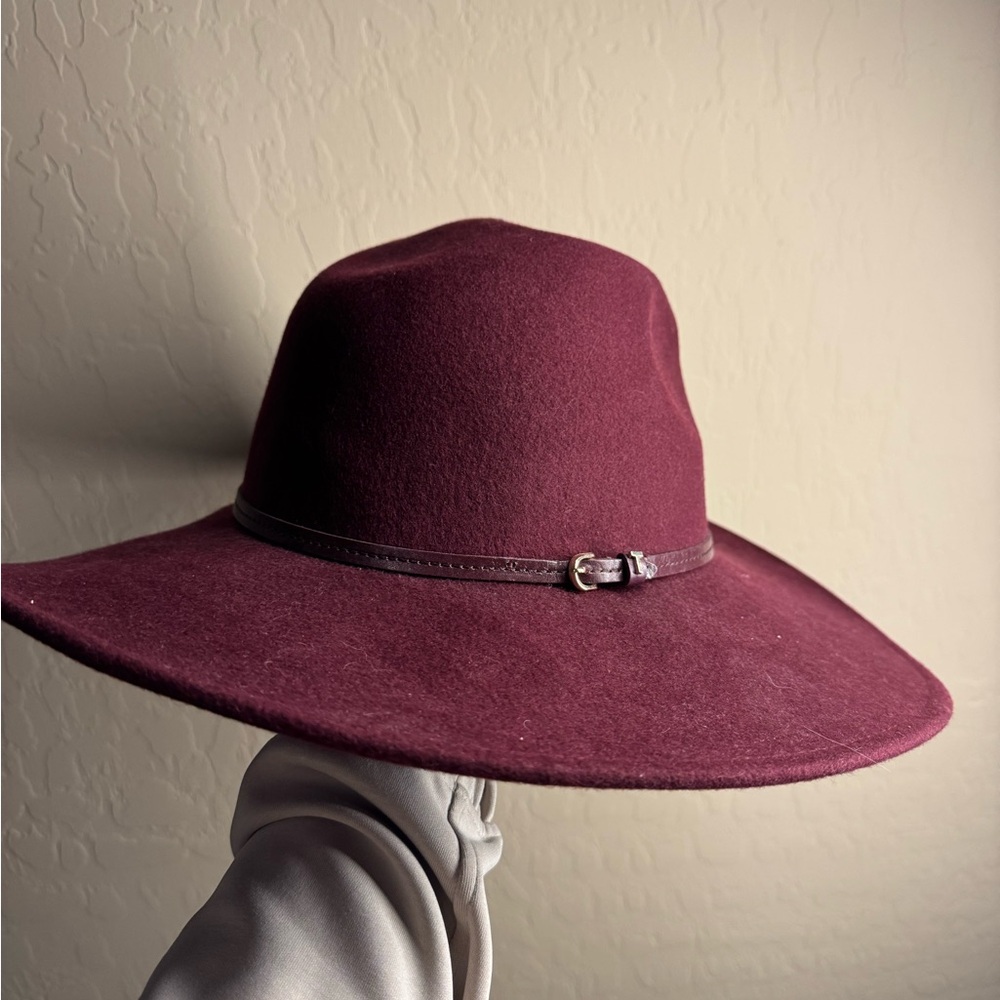 Burgundy Wide-Brim Hat